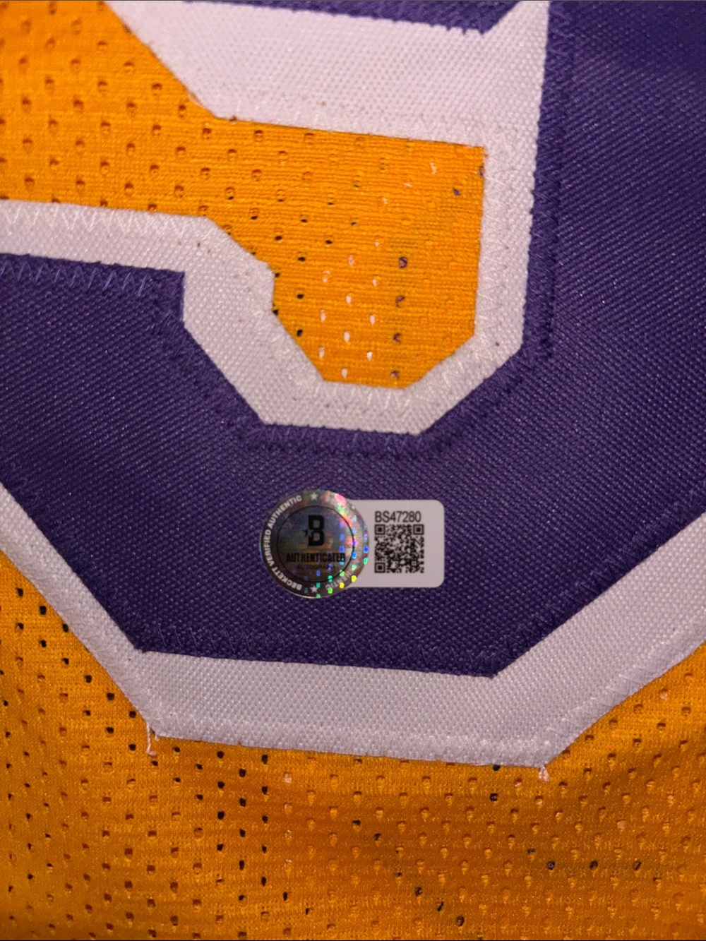 FLETCH Men’s Yellow Basketball Jersey with Purple Trim #99 - Picture 3 of 5